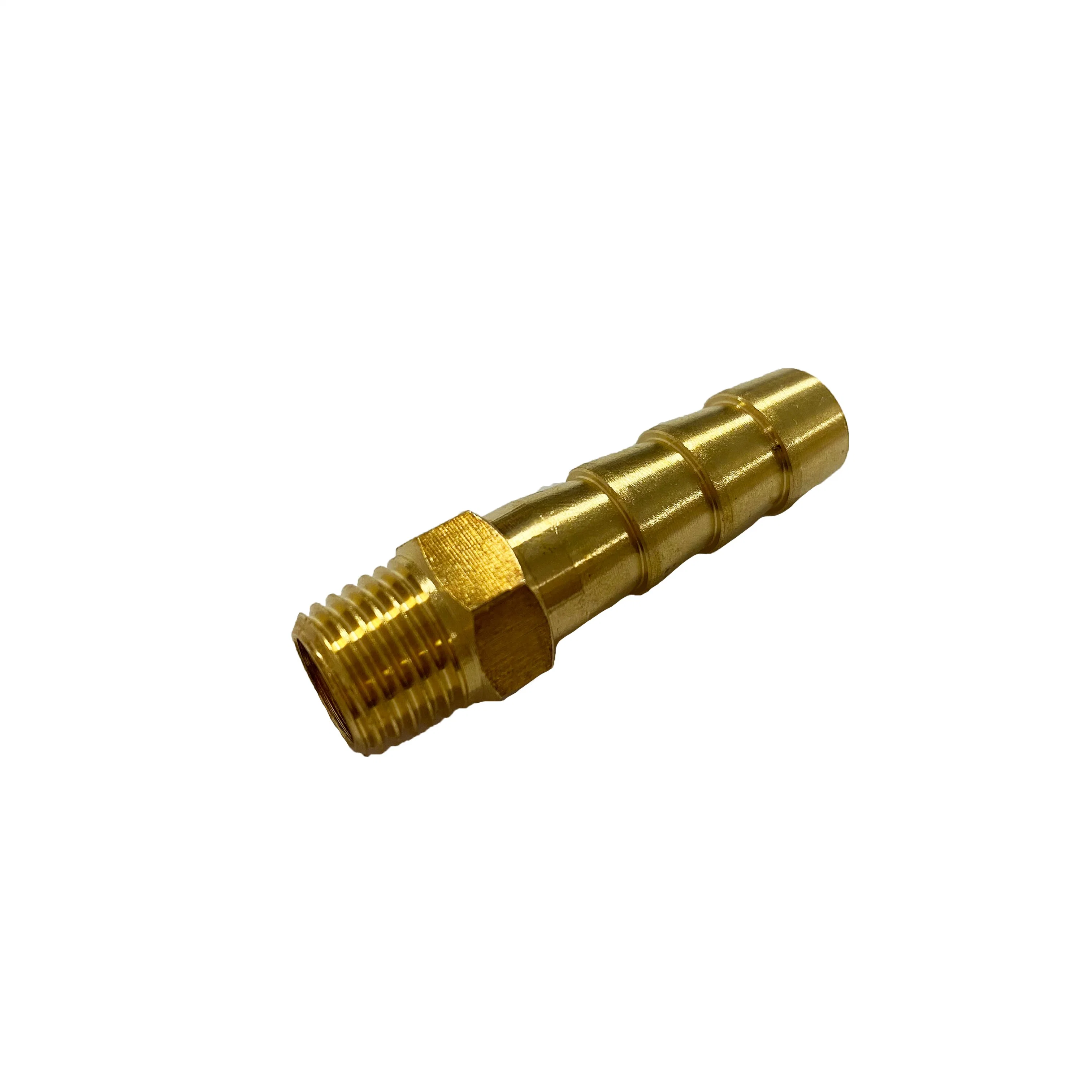 CNC Cutting Brass Nipple 1/4" NPT 1/2" Barb Fitting OEM ODM Stainless Steel Tube Connector Hose Nipple