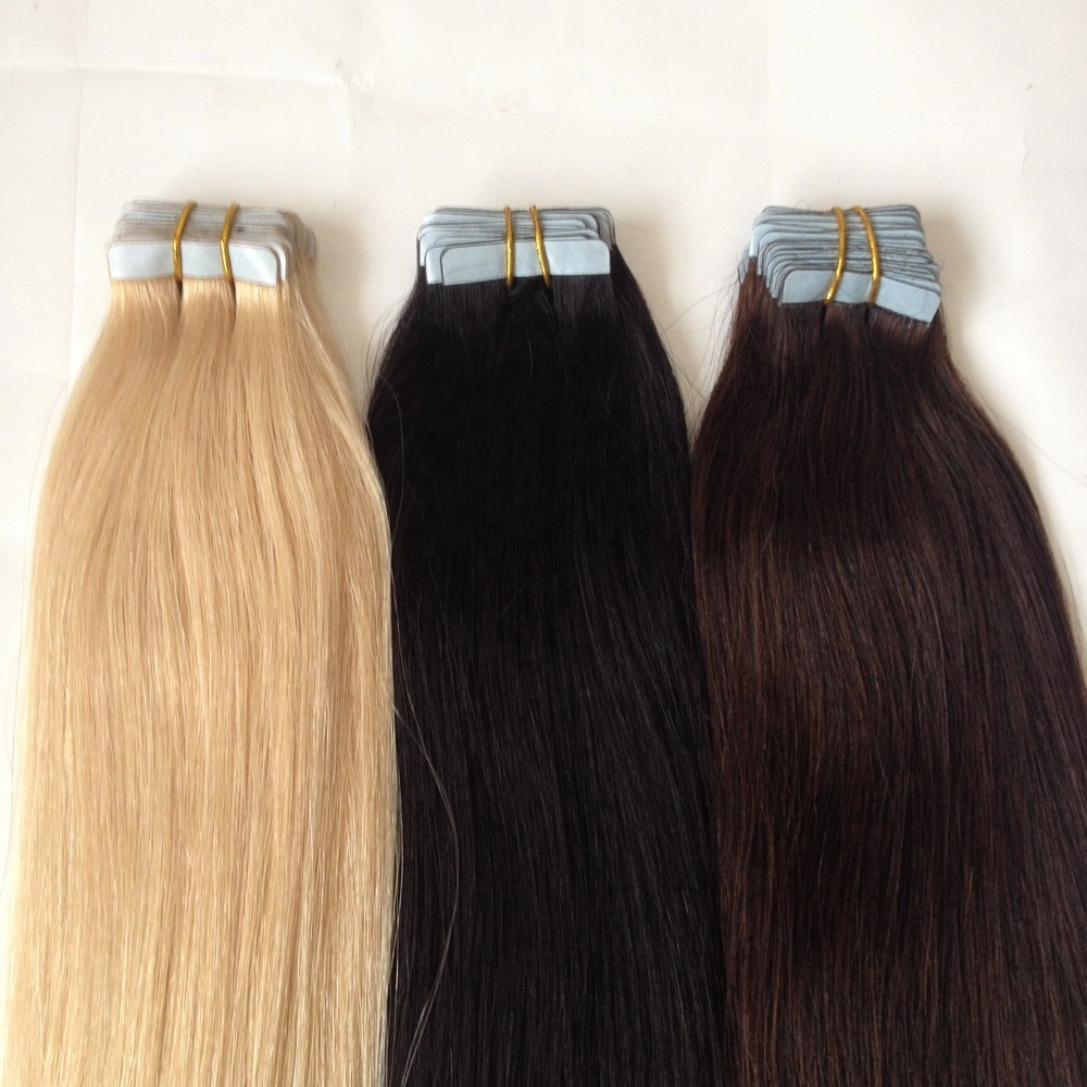 Blond Virgin Human Double Drawn Cuticle Aligned Remy Russian Ombre Tape in Hair Extensions