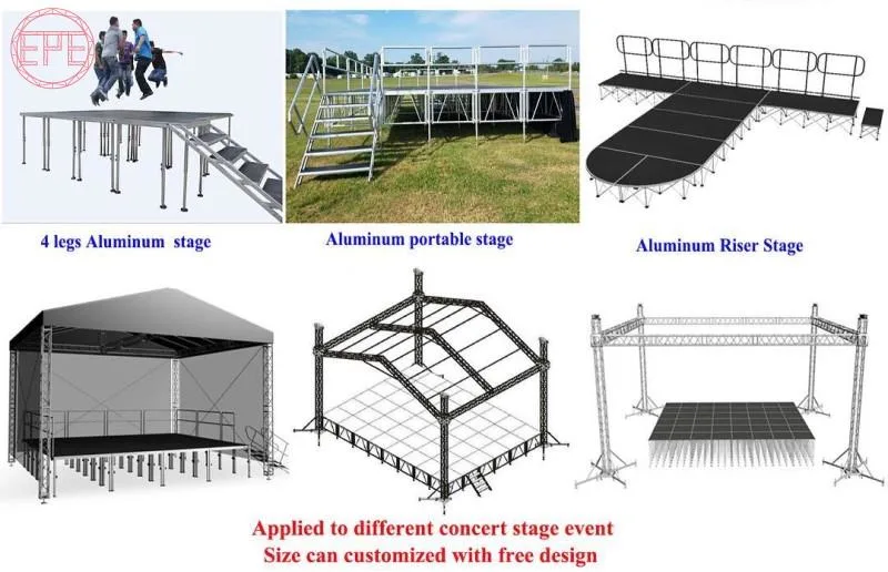 Adjustable Legs Portable Stage Equipment with Plywood Platform