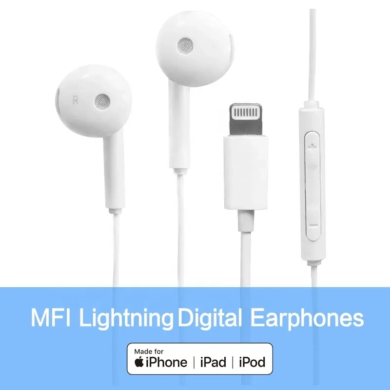 Wholesale Mobile Phone Accessories Wired Earbuds Earpods for iPhone14 13 11 Xs Xr Series with Lightning Connector