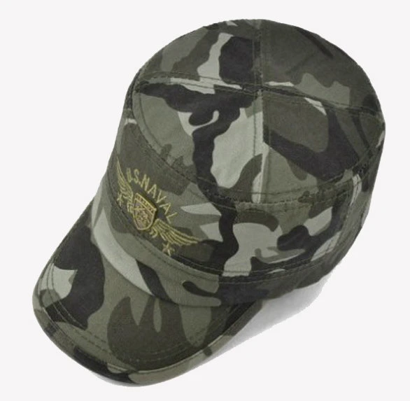 Los hombres clásica de algodón bordados personalizados Unisex verde Camuflaje Camuflaje Gorra del Ejército