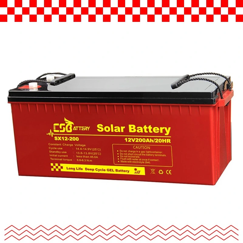 Csbattery 12V200ah Deep Cycle Gel Solar Bateria für Solar/Wind/Pumpe/Marine/Generator