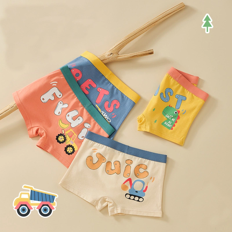 Children's Boys Pure Cotton Cute Cartoon Boxer Breathable Shorts