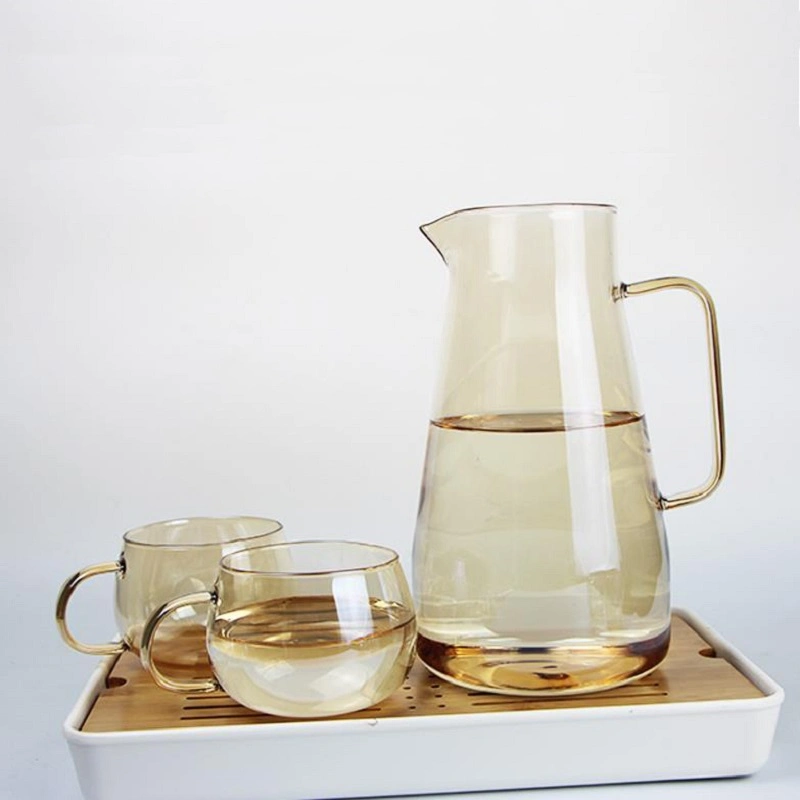 Nordic Household Living Room Drinking Ware Set Water Glass Cold Водное шампанское Термостойкий стеклянный тог с лотком Bamboo