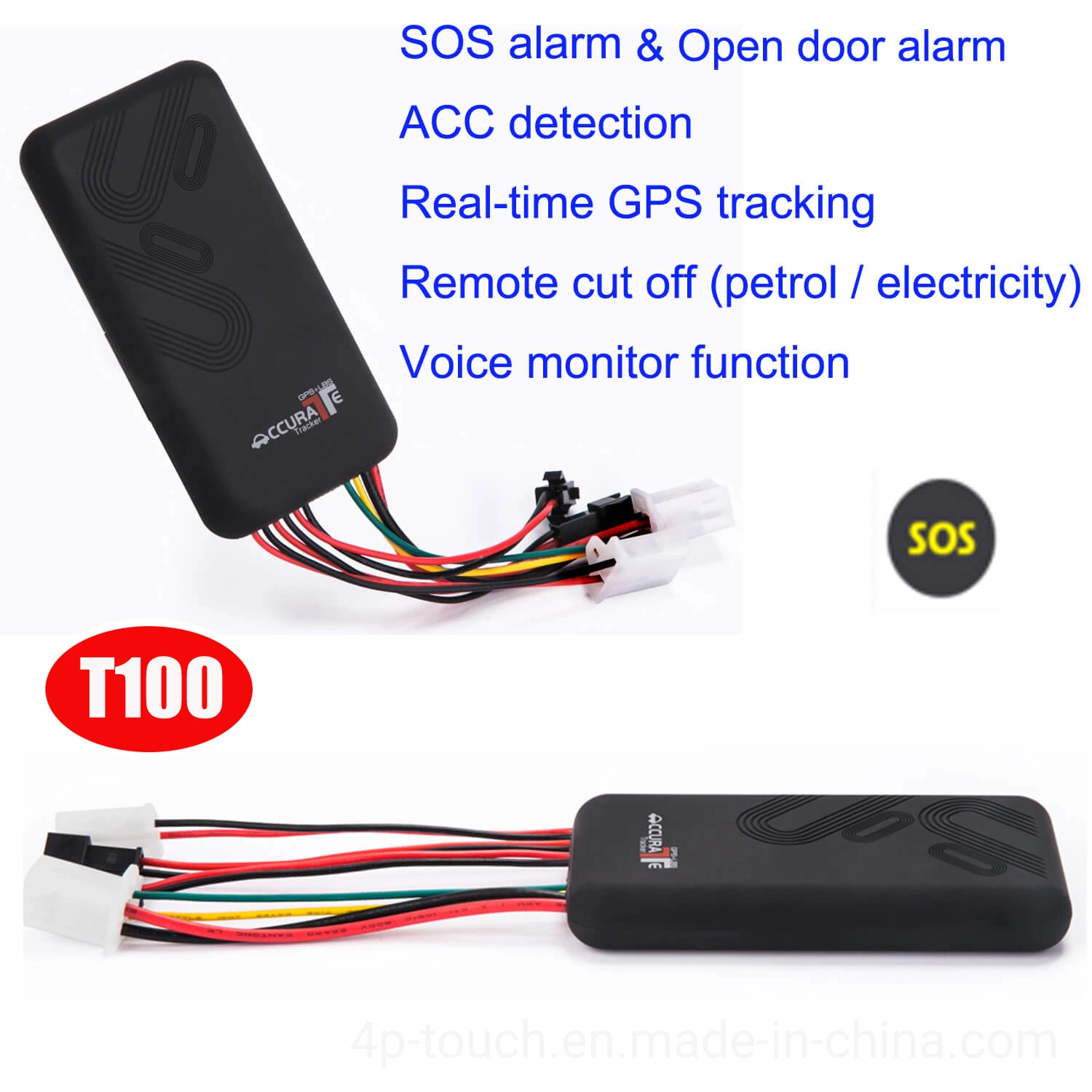 Hot selling Remote cut off engine Mini GSM Security Car GPS Vehicle Tracker with Voice Monitor and SOS Alarm T100