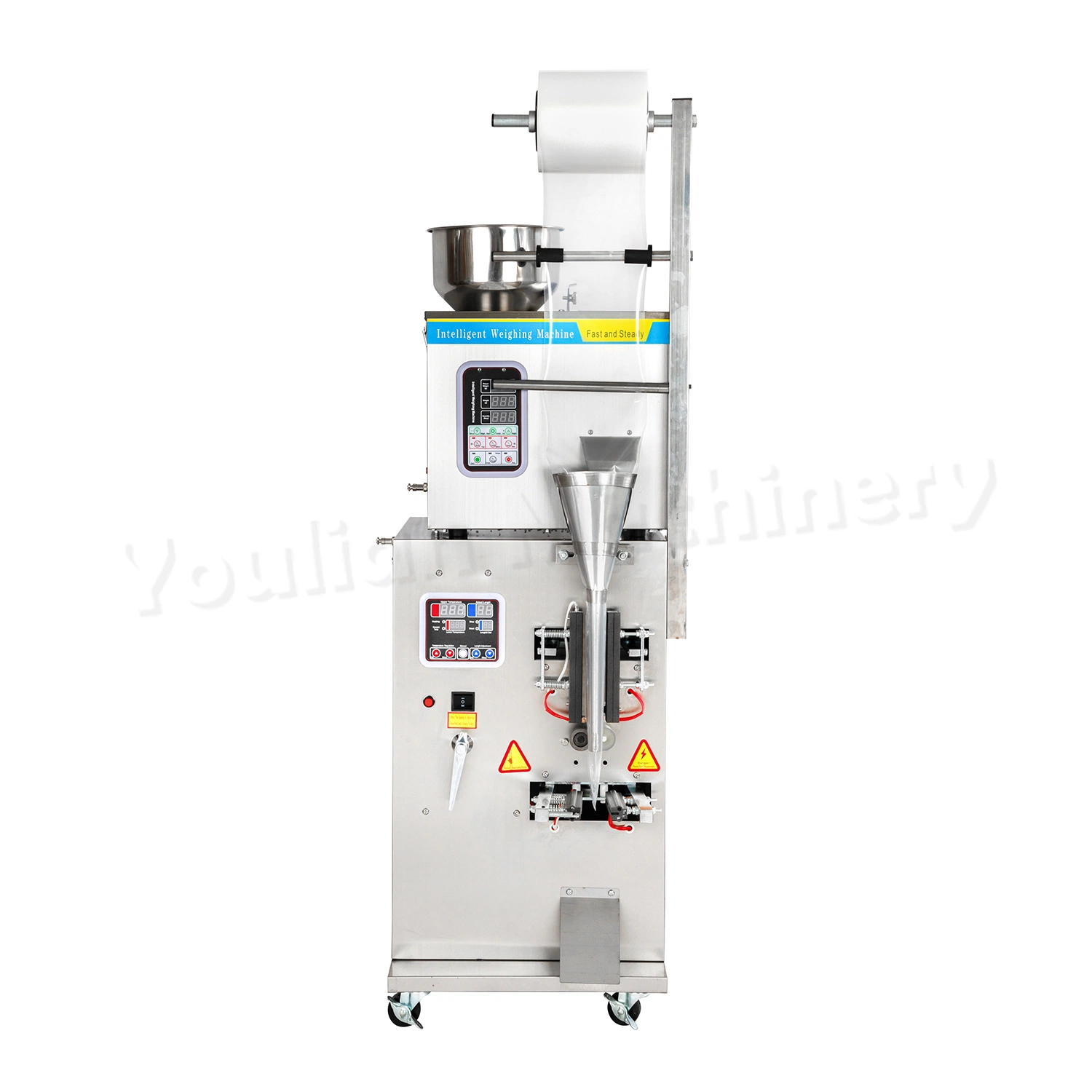 Fzl-100 Machine d'emballage de remplissage volumétrique pour aliments verticaux, collations, haricots, grains, riz, noix, cacahuètes, sucre, haricots, sel, café, emballage, enveloppement, conditionnement et scellage.