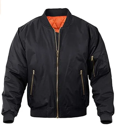 Custom Black Casual Fall Winter Coats Outwear Plus Size Men Bomber Jacket