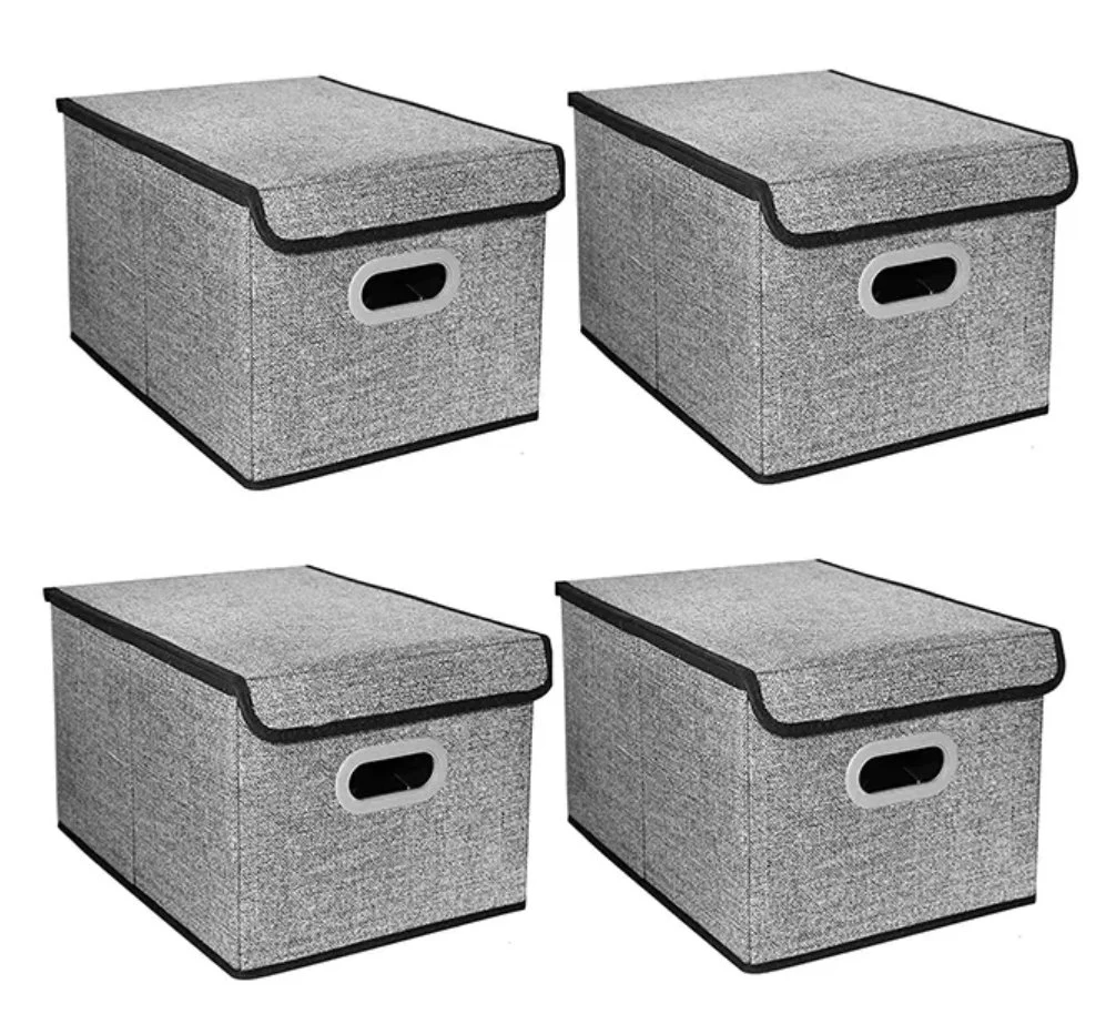 Set of 4 Foldable Stackable Bins Organization Box Storage Organizer