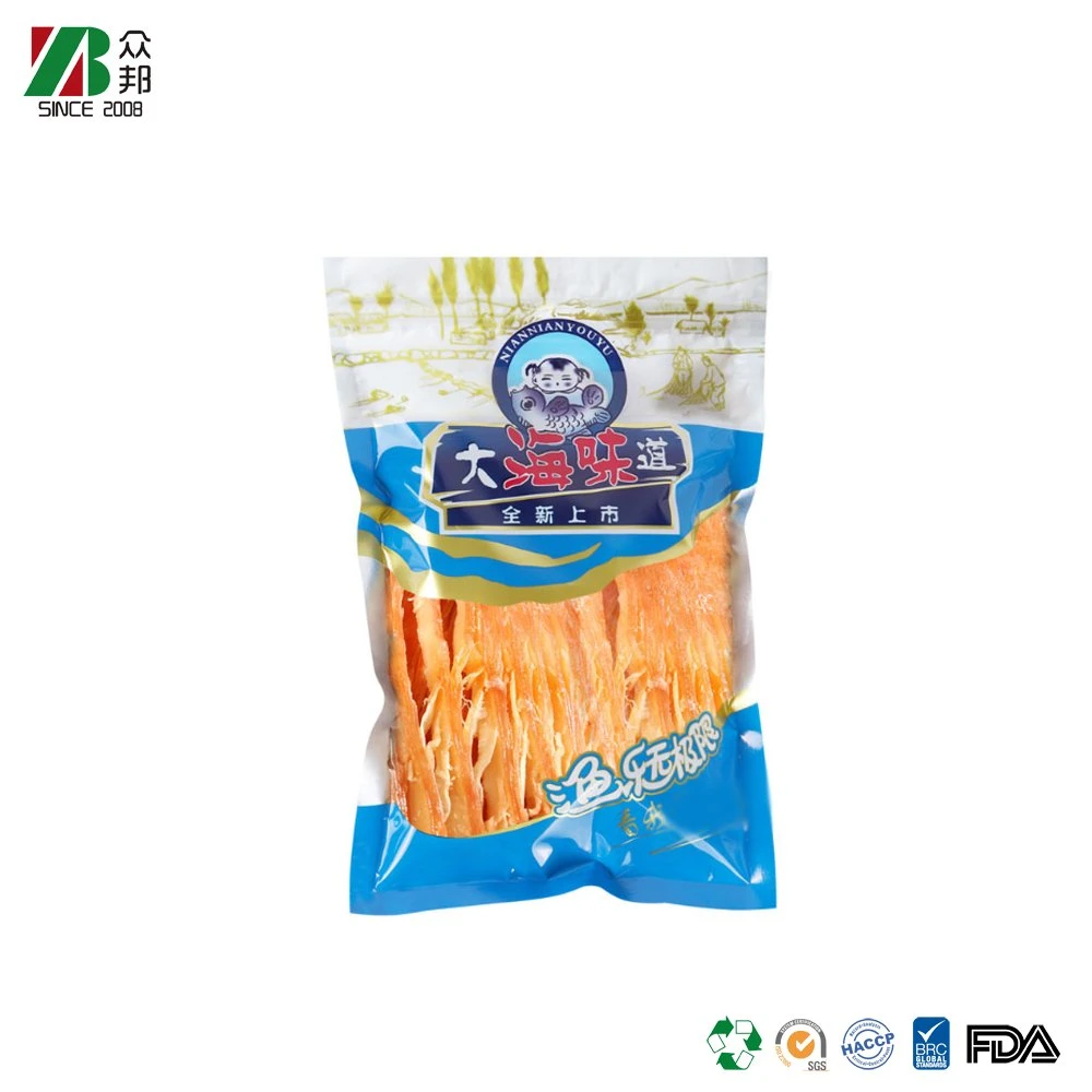 500g Three Sides Seal Crispy Bone Grilled Fish Fillet Seafood Snack Specialty Packaging Ziplock Bag with Clear Window