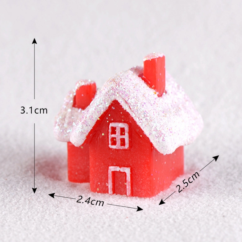 Creative Christmas Decoration Resin Accessories Simulation Snow Landscape Candy Red Cake House Resin Craft Gifts