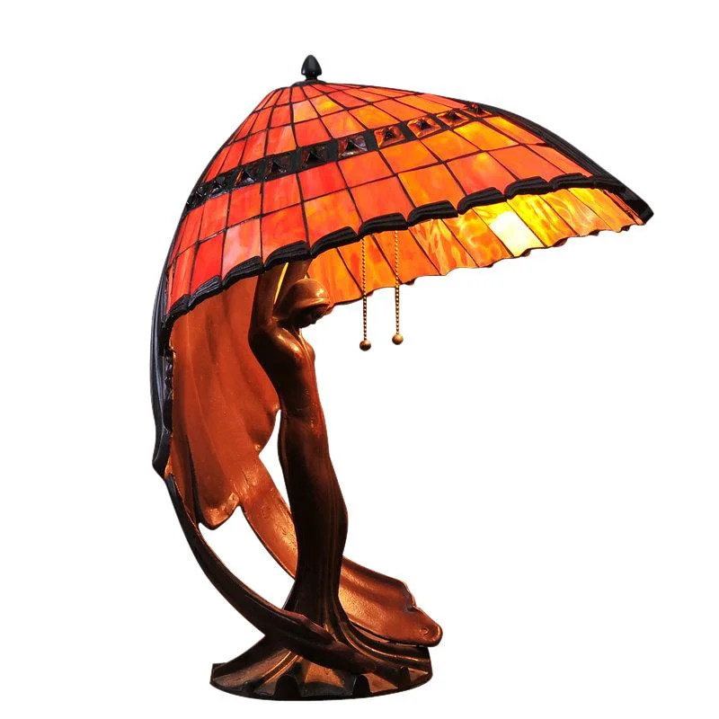 Jl131 Lampe de table de luxe Tiffany en verre coloré avec femme volante
