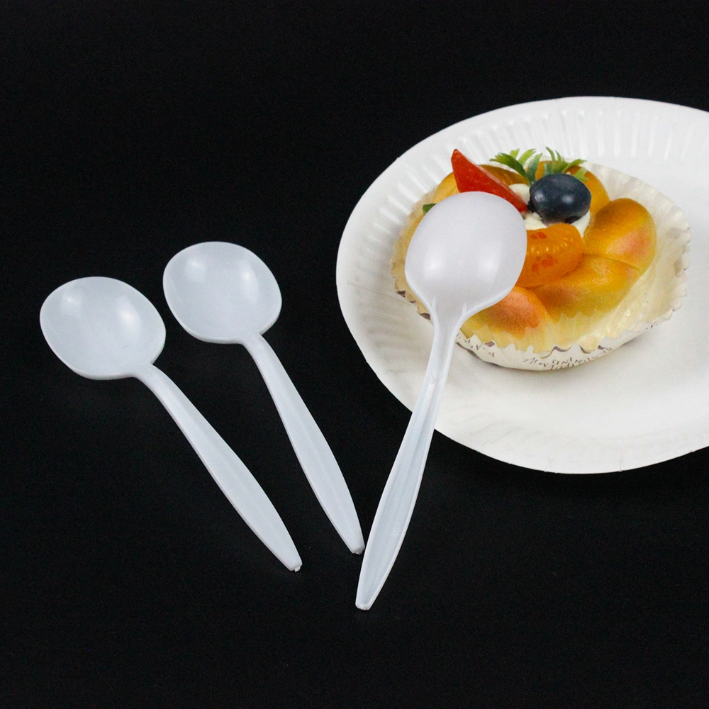 Disposable Plastic White Plastic Cutlery PP Soup Spoon Packing Bag for Dinner