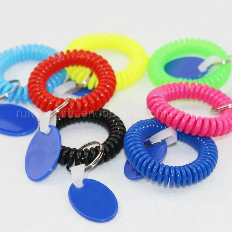 Customized Rainbow Colors Coiled Bracelet with Keyring