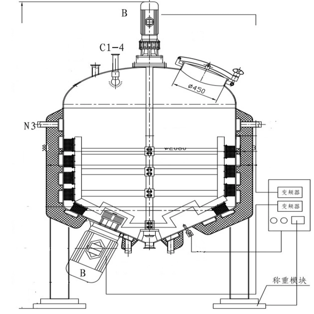 5000L Gallon reacción de acero inoxidable envejecimiento calentamiento por vapor eléctrico por vacío Doble Jackete almacenamiento de fermentación depósito mezclador