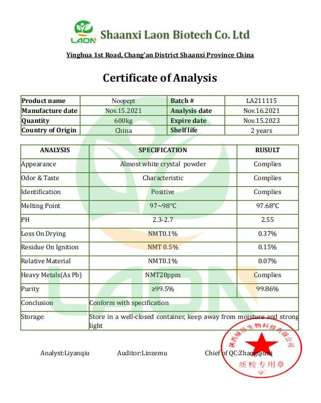 Nootropics Noopept Gvs-111 Powder Capsule CAS 157115-85-0 Noopept