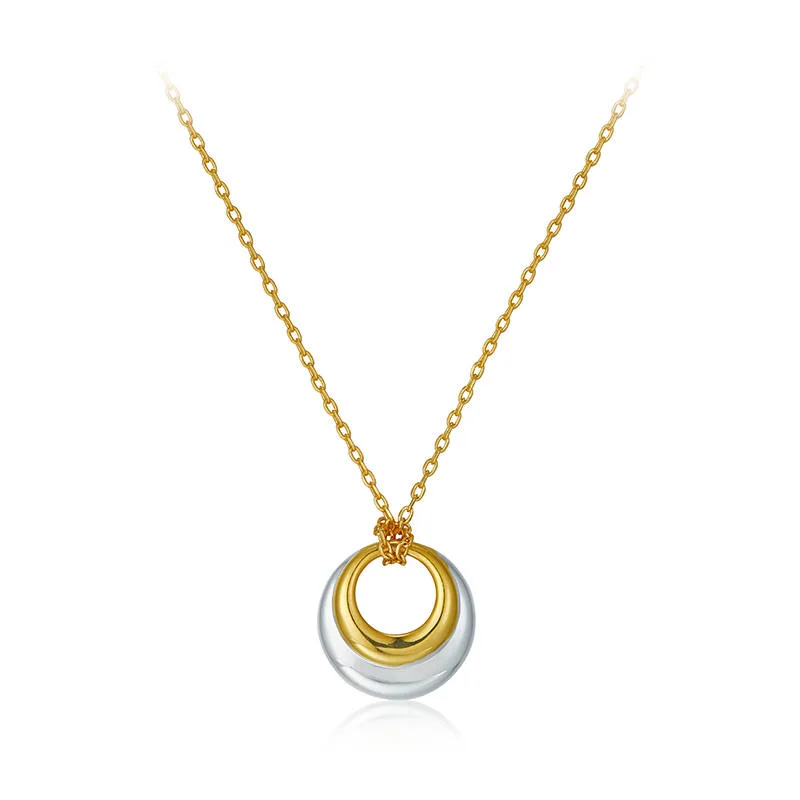 Wholesale Fashion Women Luxury Brass Jewelry High Quality Two-Color Pendant Necklace Minimalist Fashion Jewelry