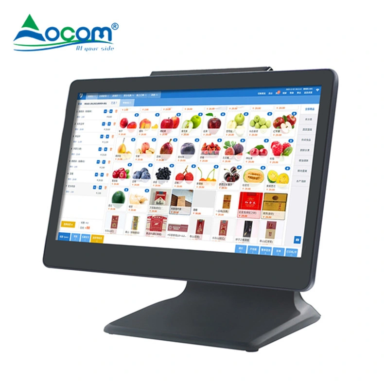 El sistema operativo Windows de 15,6 pulgadas Sistema POS con gruesas y estable de la base de aluminio