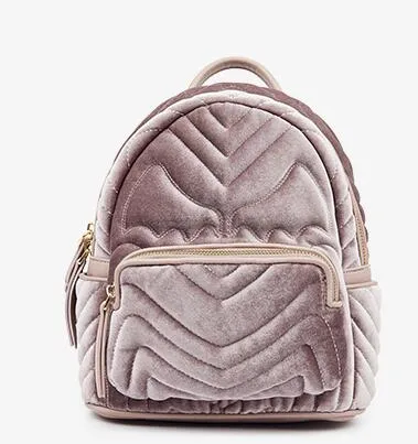 Bolso mochila de moda de diseñador para mujer de gamuza acolchada de invierno