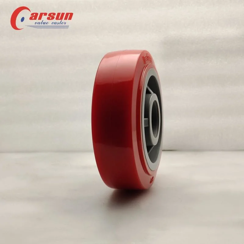 Carsun 150mm Heavy Red Polyurethane Wheel 6 Inch Double Bearing Wheel Red PU Wheel Plastic Solid Wheel