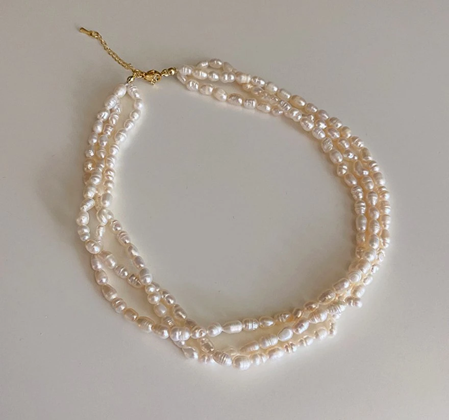 Bridal Wedding Inregular Size Natural Pearl Necklace Jewelry. Fashion Fresh Water Pearl Necklace Jewelry. Peal Jewelry