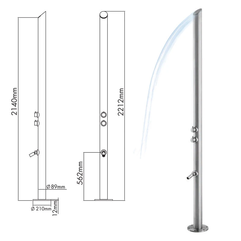 Black and Sliver Color Garden Pool Sunny Solar Outdoor Shower Column for Swimming Pool and Garden