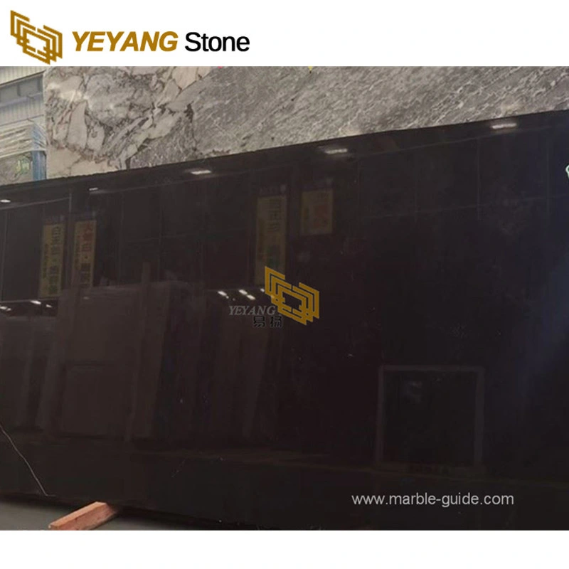 Polished Ink Black Marble for Kitchen/Bathroom/Countertops Wall/Flooring Tiles Marble Factory