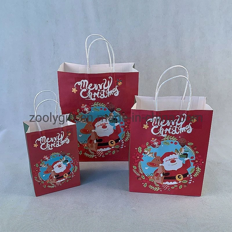 Bolsas de regalos de Navidad vacaciones de la bolsa de papel tisú y plano de Navidad Juego de bolsa de papel de envoltura