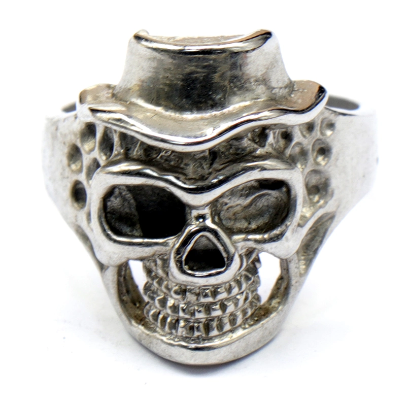 Factory Custom Made Antique Silver Plated Alloy Jewelry Manufacturer Customized Popular Decoration Accessory Bespoke Wholesale 3D Stainless Steel Skull Ring