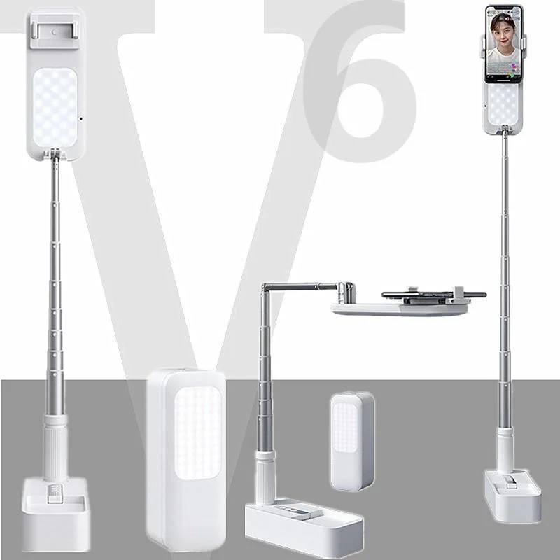 Extendable Selfie Stand 360 Degree Rotation with Phone Holder, Rechargeable Wireless Foldable Brightness LED Light