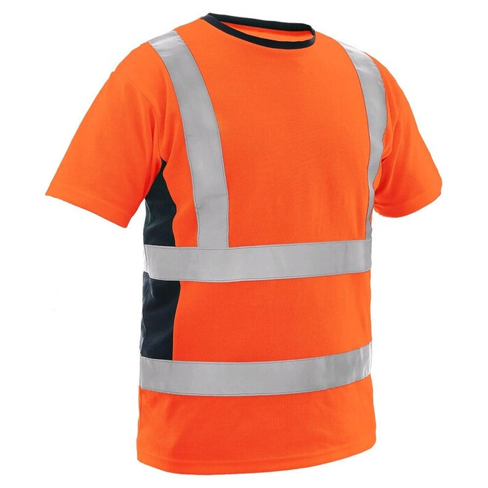 Camiseta de manga corta de trabajo en dos tonos con cuello redondo para hombre Camiseta reflectante de seguridad