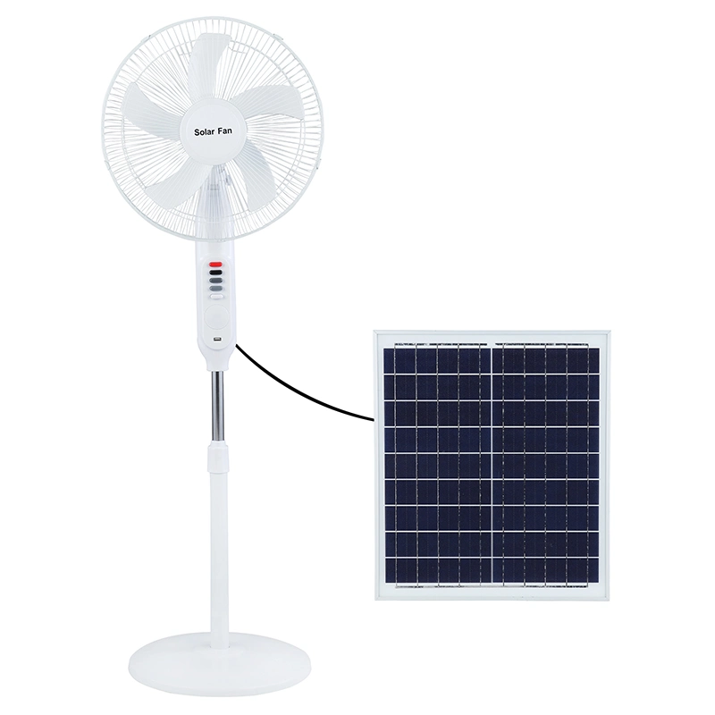 Dispositivo de refrigeración de aire del ventilador eléctrico solar batería recargable DC Pedestal ventilador con luz LED de carga móvil USB