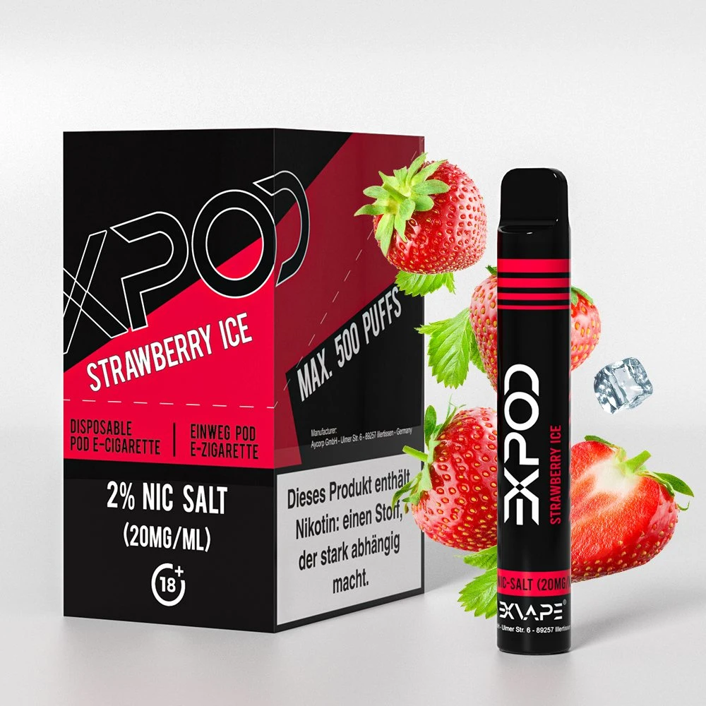 New Wholesale 600 Puffs Disposable Vape Pen E-Cigarettes Vaporizer Pen Style Strawberry-Ice