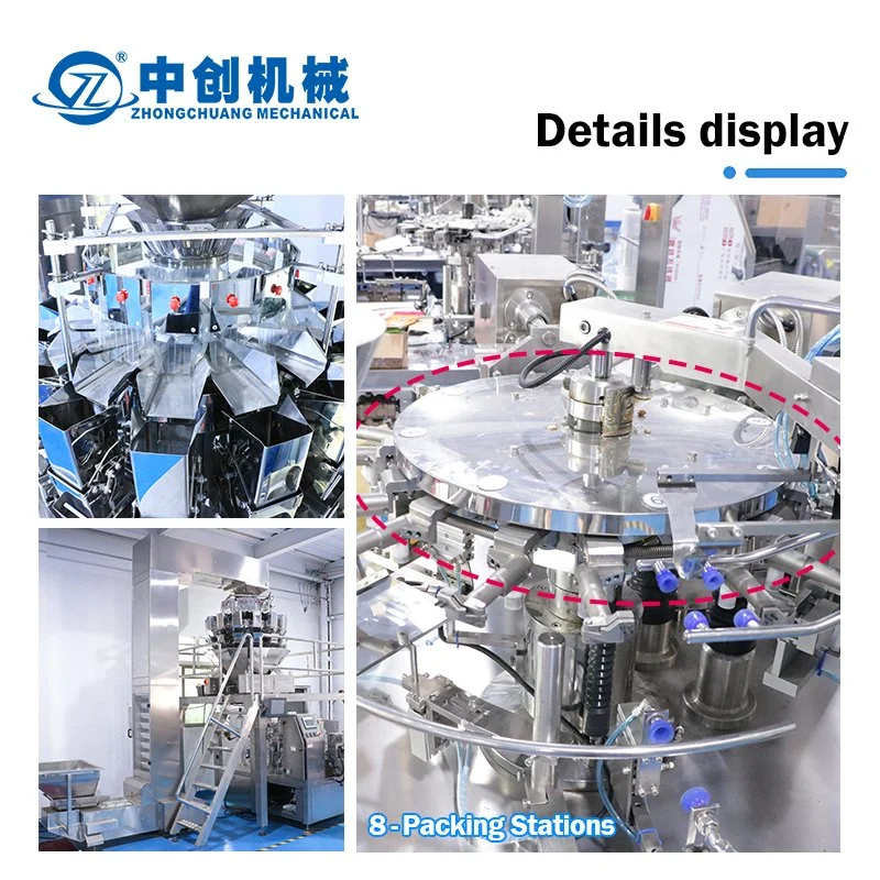 Custom Automatic Rotary Doypack Premade Stand up Pouch Bag Dessert Potato Chips Food Plastic Bag Filling Coffee Bean Packaging/Packing Machine