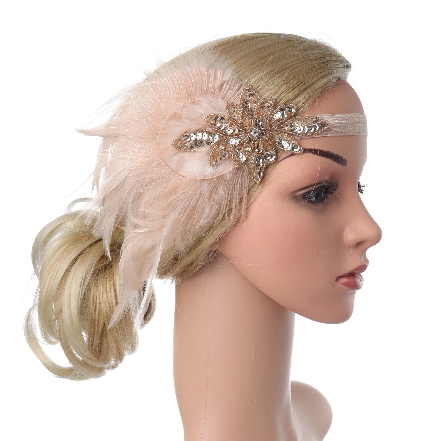 Headpiece Great Gatsby Inspired Cocktail Party Rhinestone Hair Accessories Fascinators Feather Headband for Women