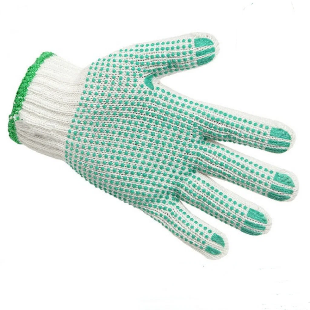 Gants en PVC à pointillés en usine gants de travail en coton blanc Gants de jardin en coton pour la ferme