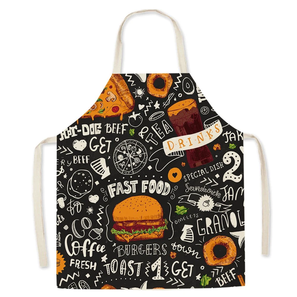 Letter Alphabet Kitchen Aprons for Women Cotton Linen Bibs