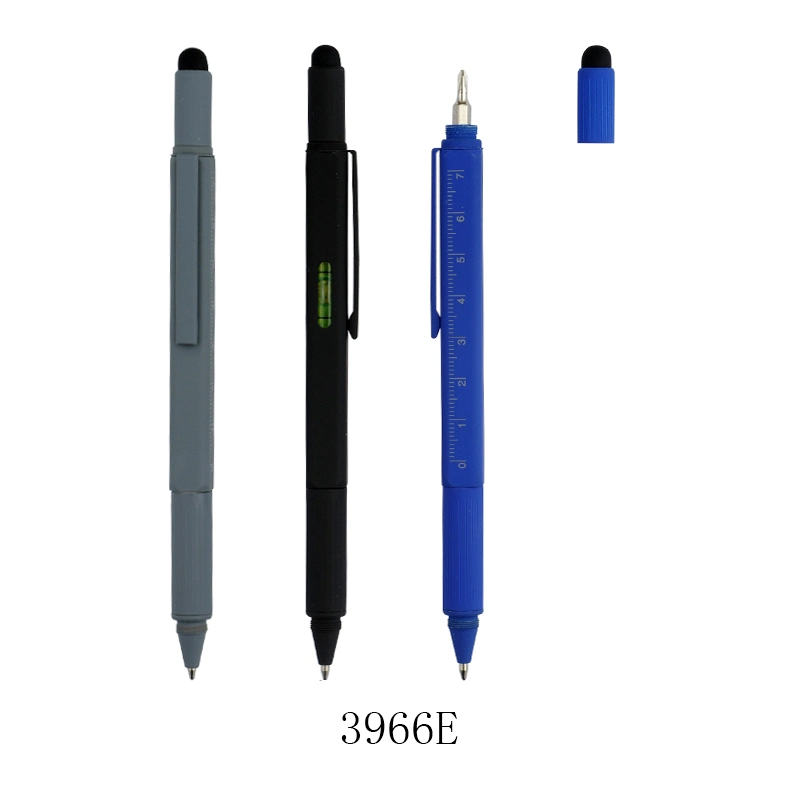 Promotional Multifunction Ruler Gradienter Screwdrivers Metal Touch Stylus Ball Pen