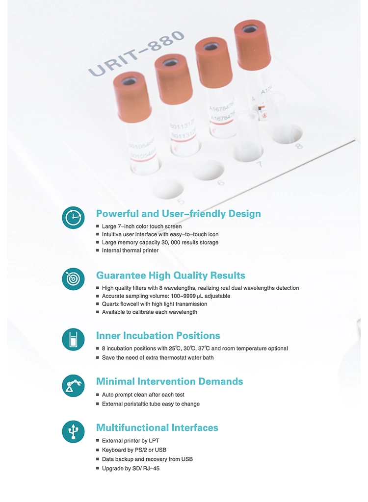 Urit-880 analizador portátil de prueba automática semi Equipos de Laboratorio de Química bioquímica Analyzer