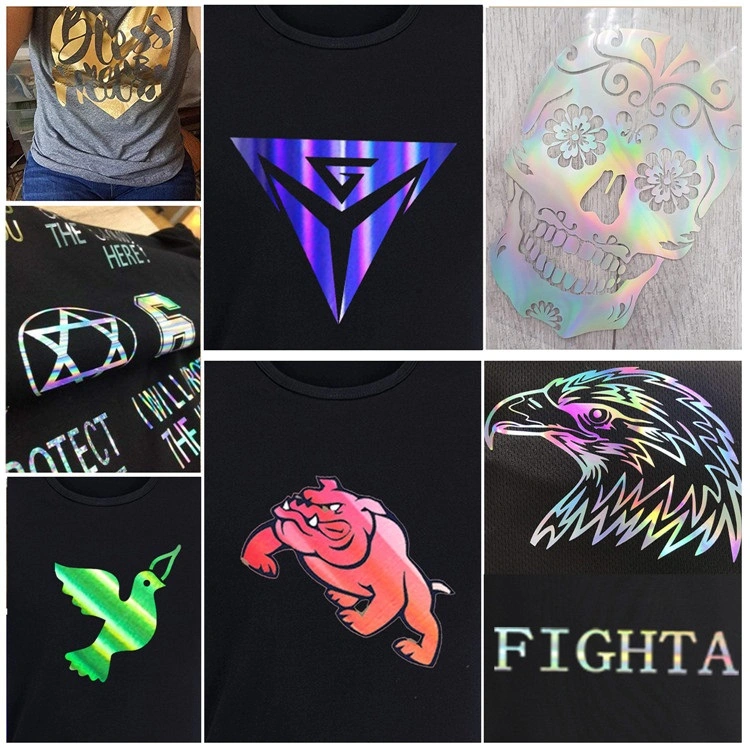 Kalt Hot Fix Peal Custom Iron auf Crystal Inkjet Hologramm Aufkleber Reflektierendes Material Heat Transfer Vinyl Hydrographics Folien für T-Shirt