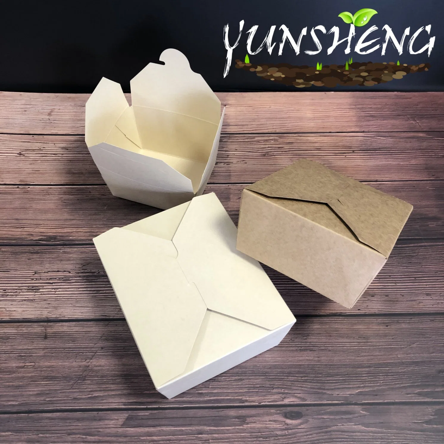 Wholesale/Supplier Disposable Light Brown Bamboo Paper Folding Box for Food