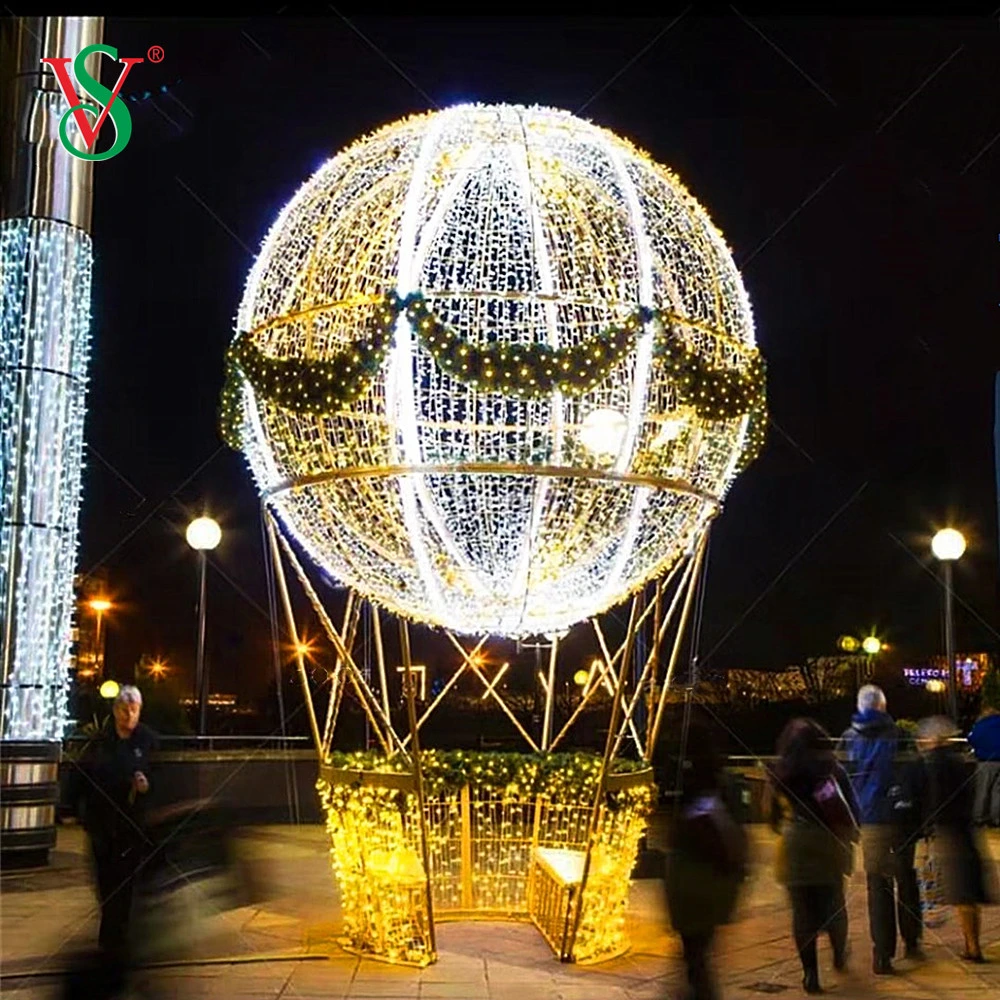 Outdoor LED 3D Christmas Motifs Hot Air Balloon Displays for Commercial Street Light Show