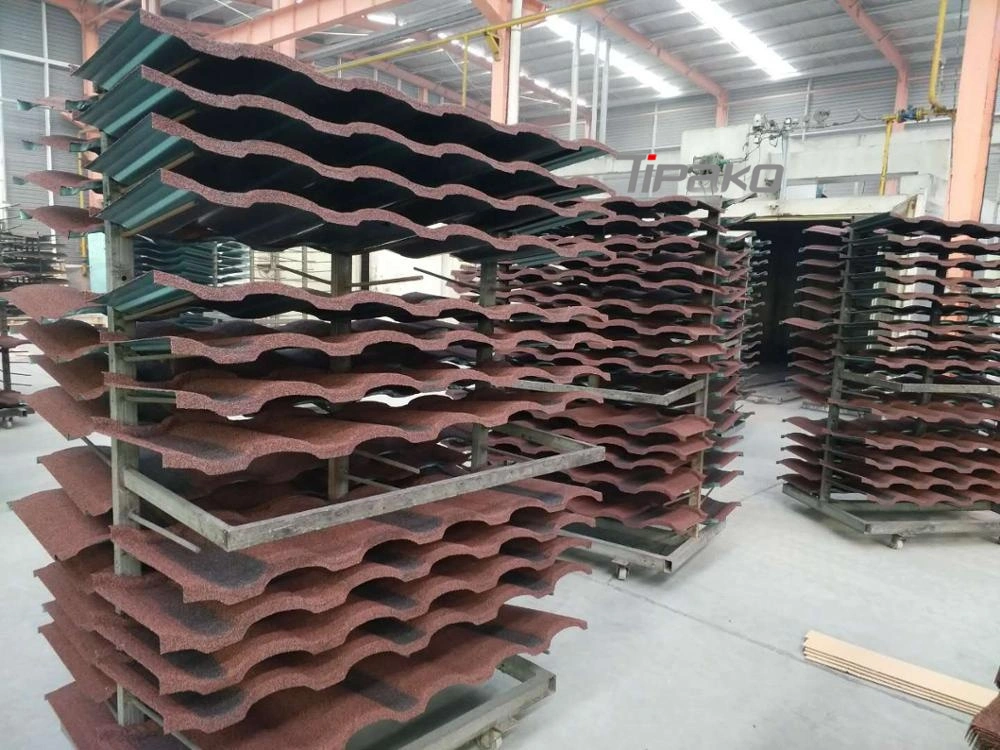 Green Style Corrugated Bond Type Roofing Shingles Color Stone Coated Metal Roof Tile