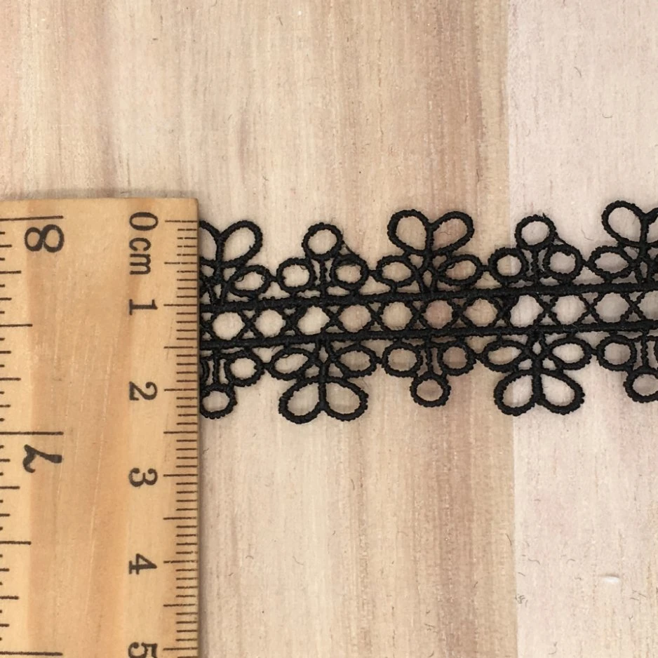 Tecido de atacadores em corte de lace preto bordado em tecido de croché em lace com atacadores Acessórios de costura artesanal DIY para construção de embarcações