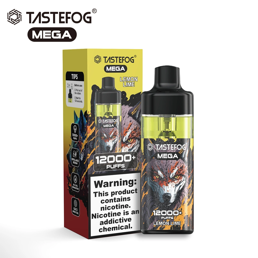 Nouvelle arrivée Tastebrug Mega 12000+ Puffs Chine Manufacture Vape jetable Flux d'air réglable Randm Tornado rechargeable Vape avec lampe de poche à LED