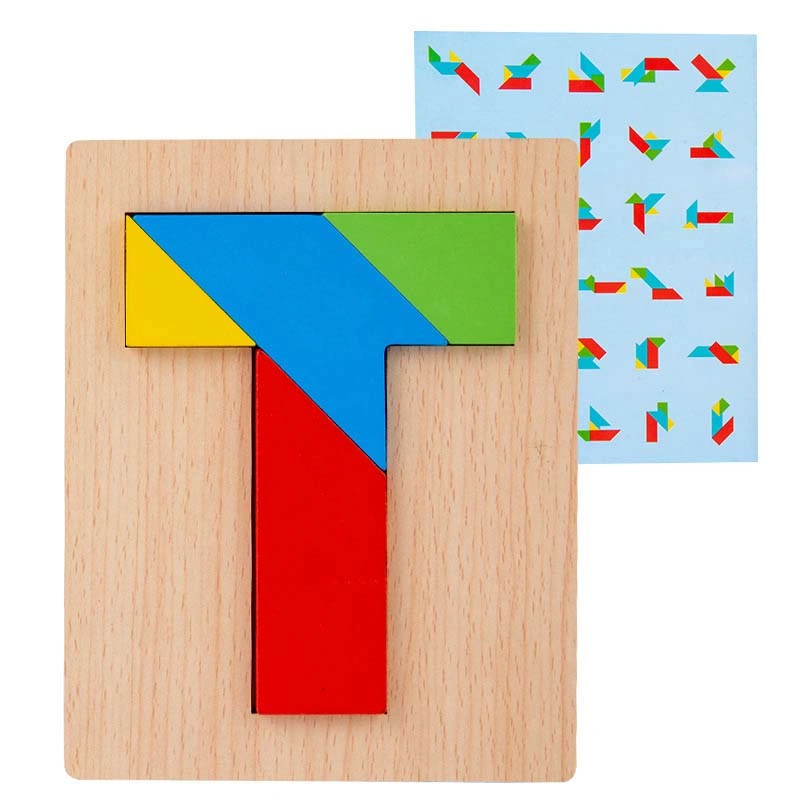 Ensino precoce Tangram Madeira cerebral precoce Geometria Formação Puzzle Kid Toy