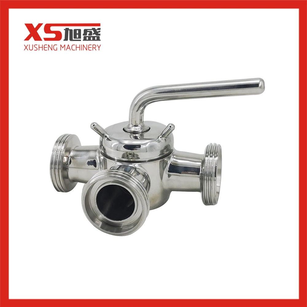 Sanitary Stainless Steel Threaded 3-Way Plug Valves