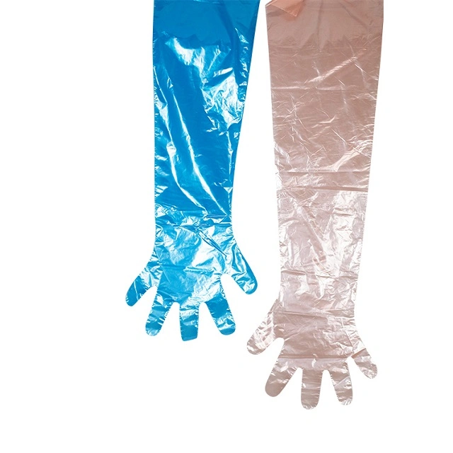 Guantes de plástico veterinario desechables de brazo largo de alta calidad