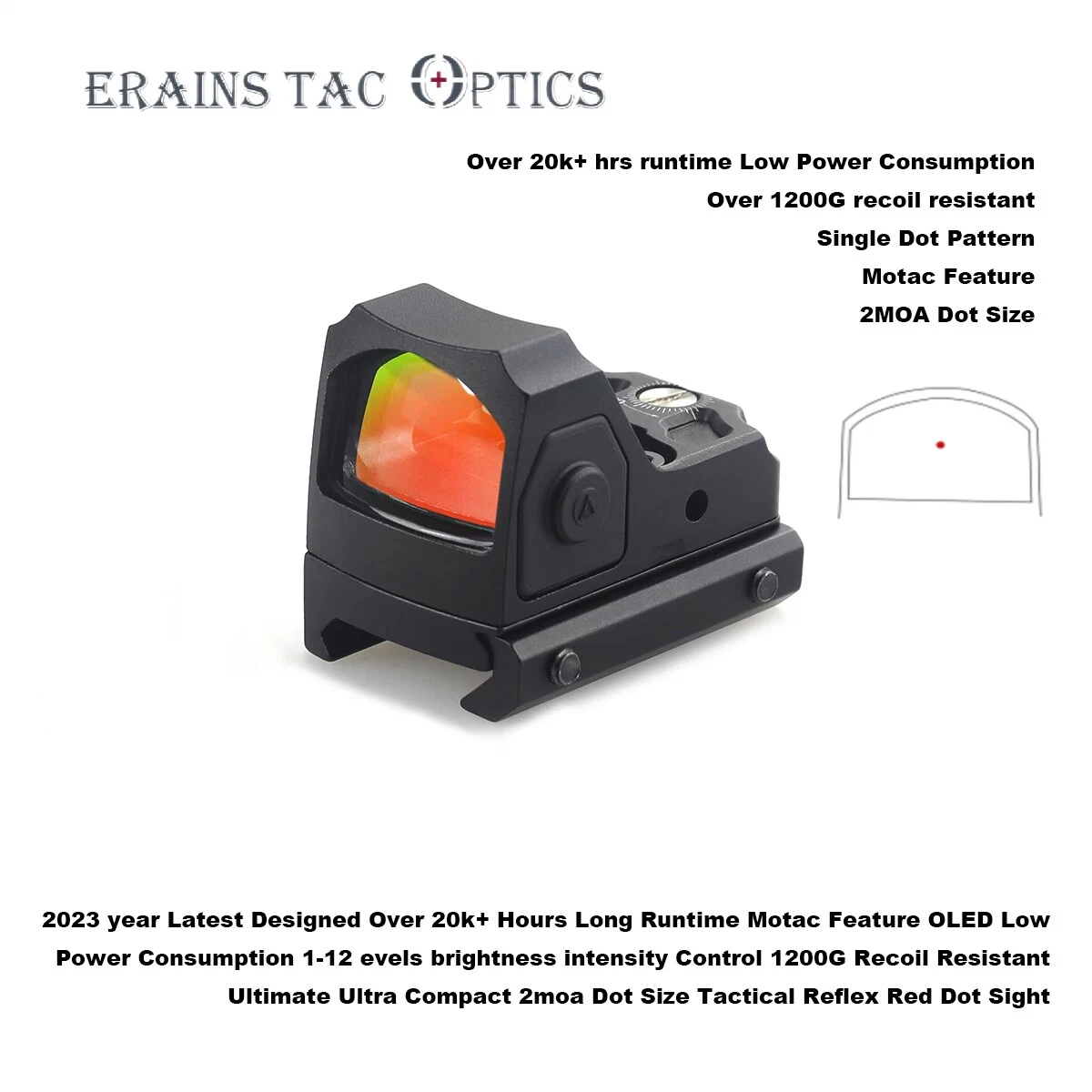 Competing to Holosun Sight 2moa Ultra Compact Tactical Hunting Over 20K Hrs Motac Open Reflex Red DOT Scope Ultimate Hunting Red DOT Sight