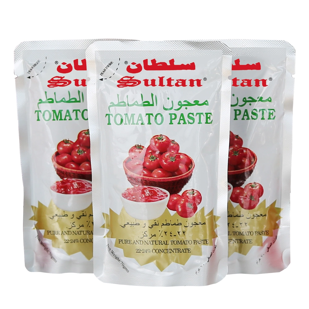 28-30% Brix Double Concenter De Tomato 70g Tomatenpaste in Sachet