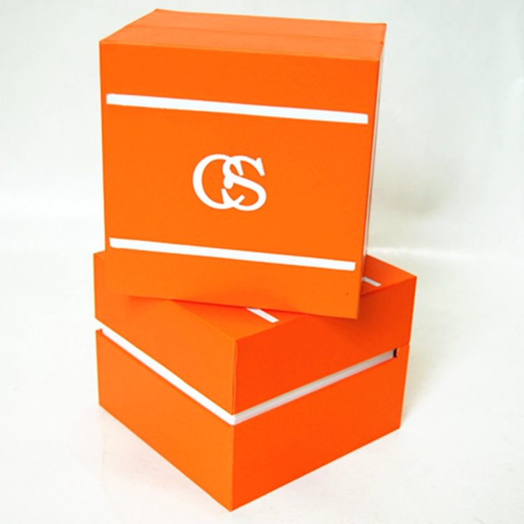 Orange Square Coated Paper Hot Stamping Logo Leather Interior Watch Display Box